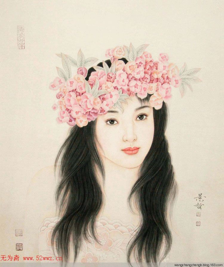 崔景哲现代工笔画人物作品 图1