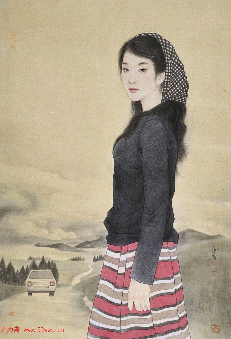 崔景哲现代工笔画人物作品 图2