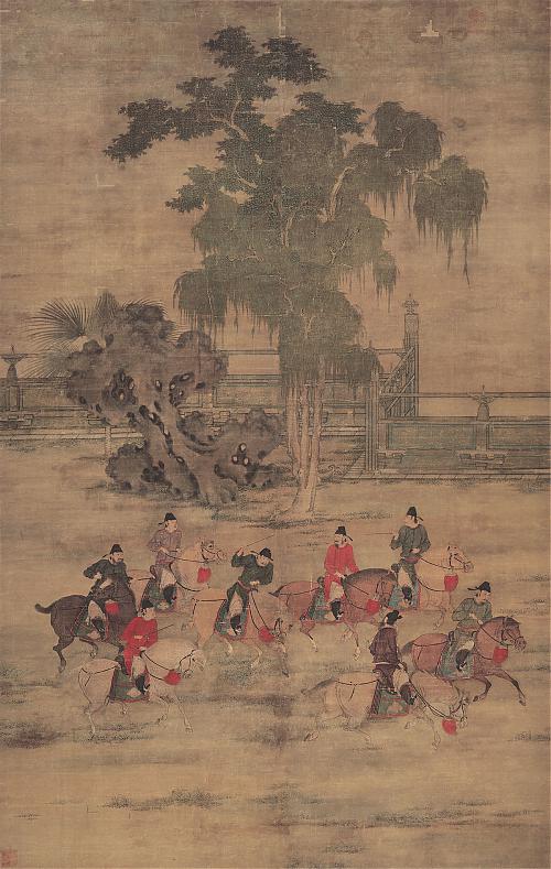 五代 赵喦 八达游春图