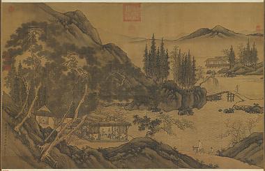 周臣松窗对奕图轴